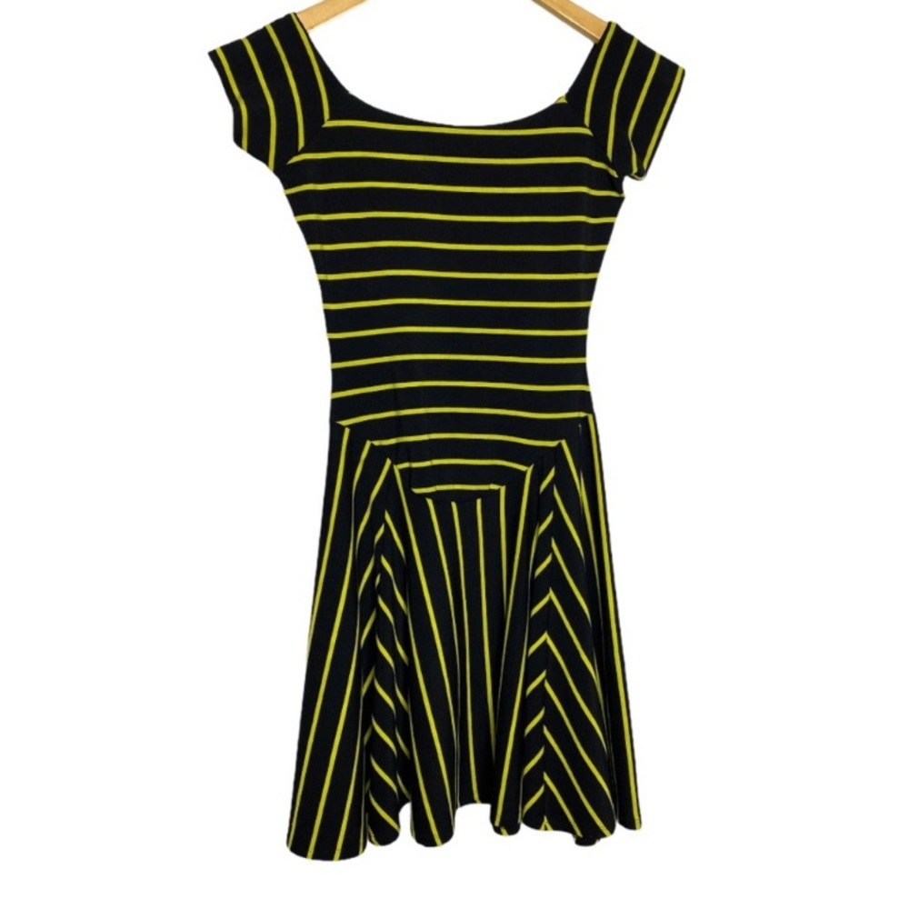 ***ISO*** Betsey Johnson fit & flare yellow striped dress